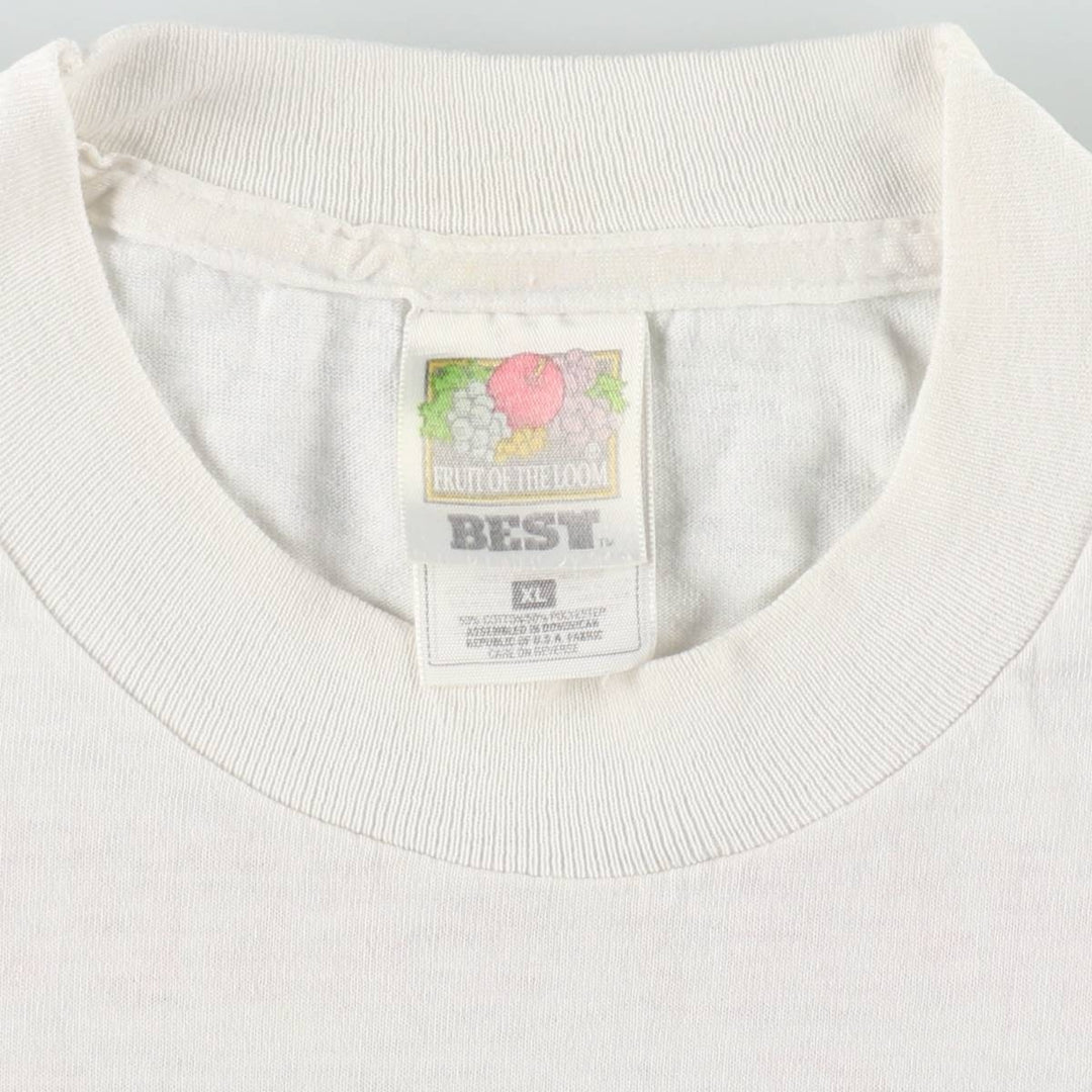 90s-00'S Fruit of the Loom Best Print T-Shirt, Men's XL equivalent, Vintage cotton white type Vintage Second Hand