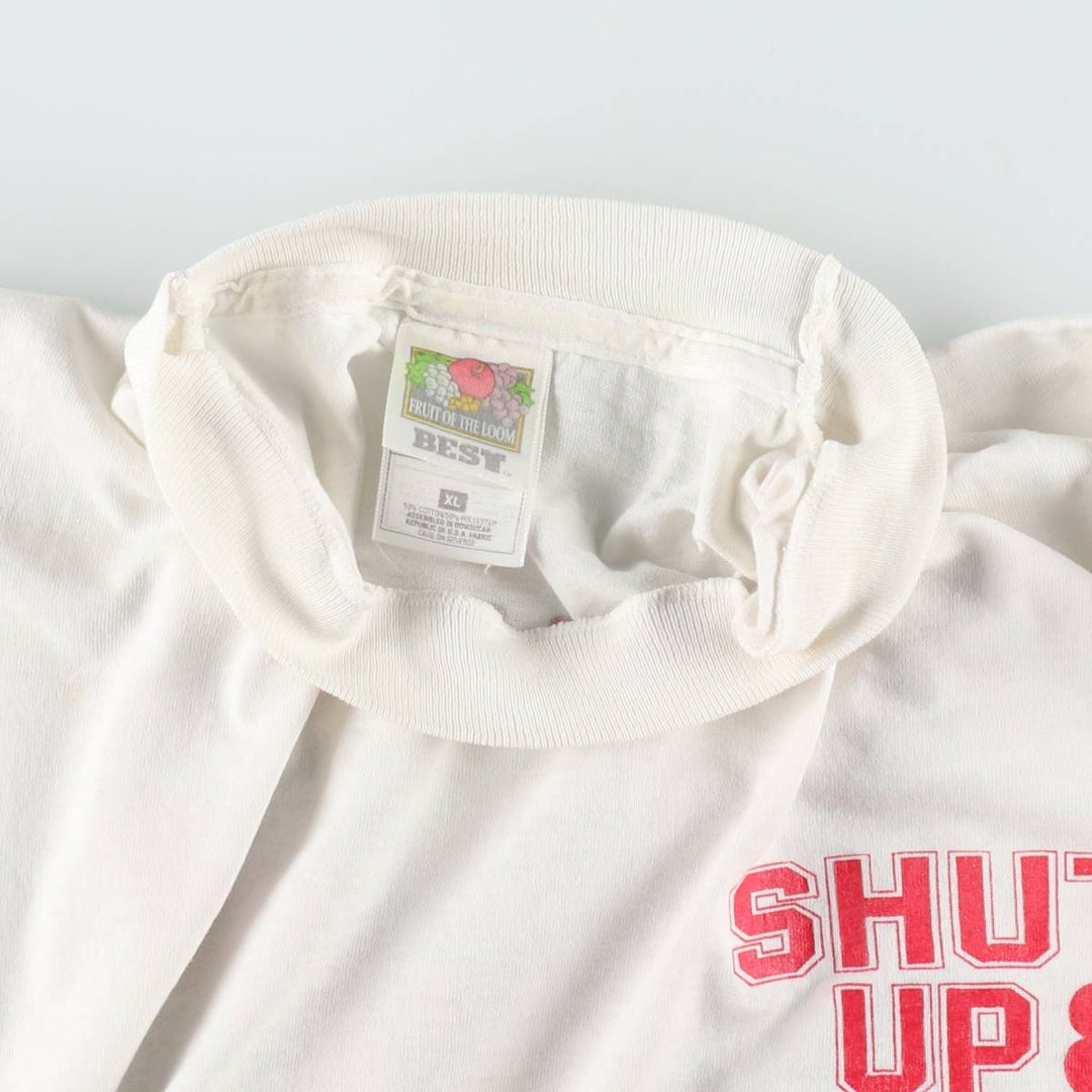 90s-00'S Fruit of the Loom Best Print T-Shirt, Men's XL equivalent, Vintage cotton white type Vintage Second Hand