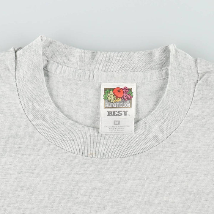 90s-00'S Fruit of the Loom Best Print T-Shirt, Made in Canada, Men's Size M (approx.) cotton gray type Vintage Second Hand