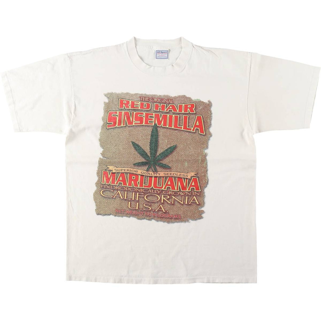 90'S All Sport MAXWEIGHT Print T-Shirt, Men's XL equivalent, Vintage cotton white type Vintage Second Hand