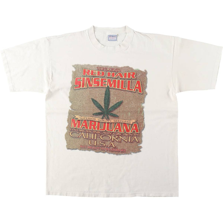 90'S All Sport MAXWEIGHT Print T-Shirt, Men's XL equivalent, Vintage cotton white type Vintage Second Hand