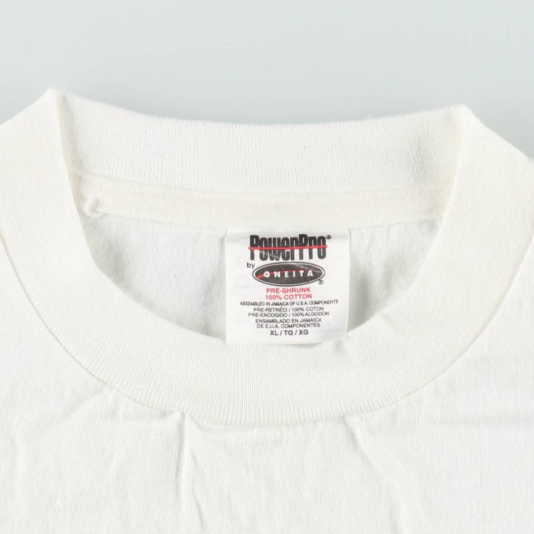 90'S ONEITA POWERPRO Print T-Shirt, Men's XL equivalent, Vintage cotton white type Vintage Second Hand