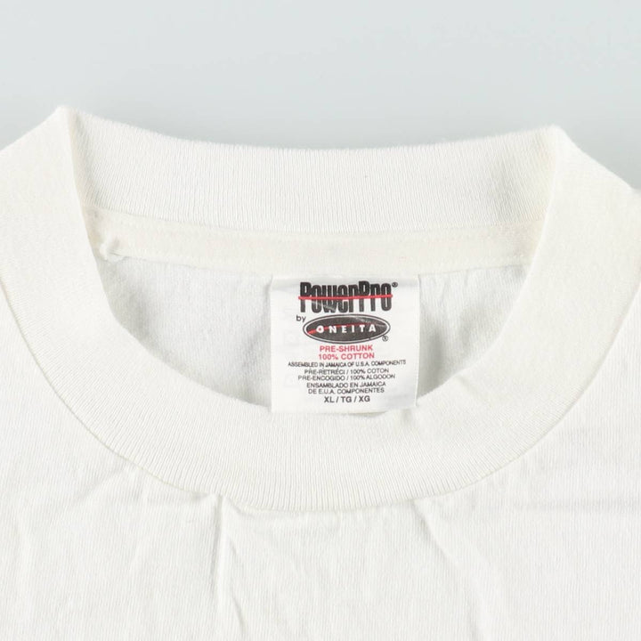 90'S ONEITA POWERPRO Print T-Shirt, Men's XL equivalent, Vintage cotton white type Vintage Second Hand