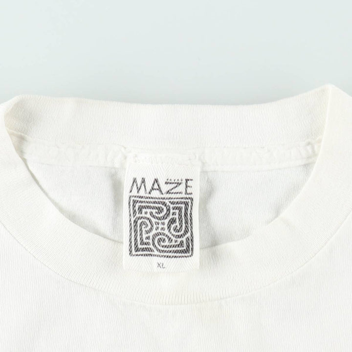 90'S MAZE Peace Sign Print T-Shirt, Made in USA, Men's XL (approx.), Vintage cotton white type Vintage Second Hand