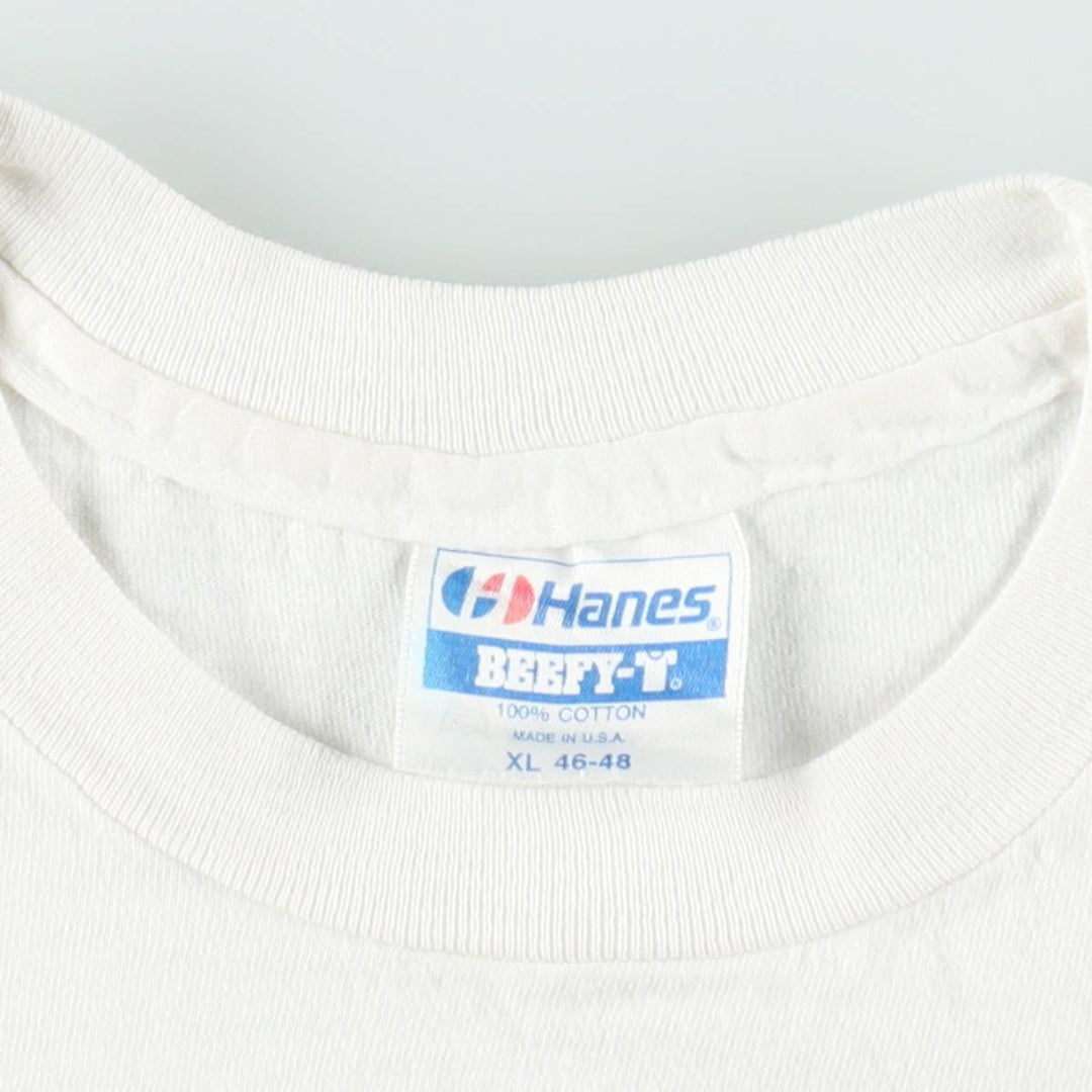 80'S Hanes BEEFY-T Blue Tag ASLEEP At The Wheel Band T-Shirt, Made in USA, Men's XL equivalent, Vintage cotton white type Vintage Second Hand