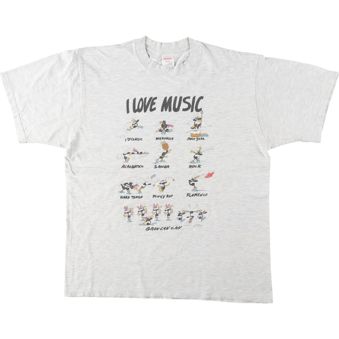 80s-90'S Jerzees 340 Print T-Shirt, Men's Size L (approx.), Vintage cotton gray type Vintage Second Hand