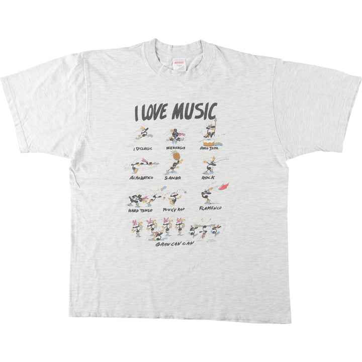 80s-90'S Jerzees 340 Print T-Shirt, Men's Size L (approx.), Vintage cotton gray type Vintage Second Hand