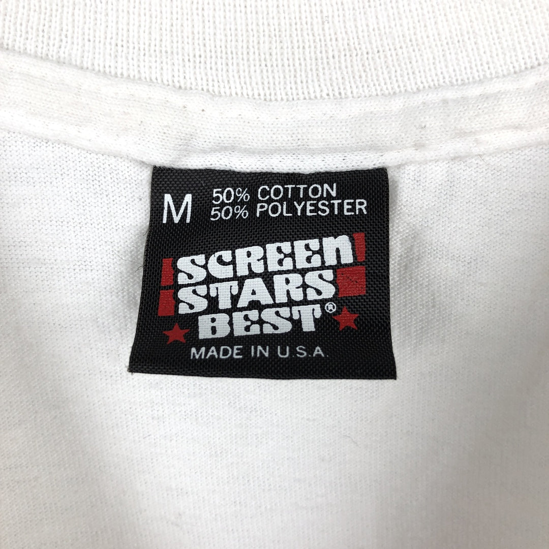 80s-90'S Screen Stars message print T-shirt, made in USA, men's size M equivalent, vintage. cotton white type Vintage Second Hand