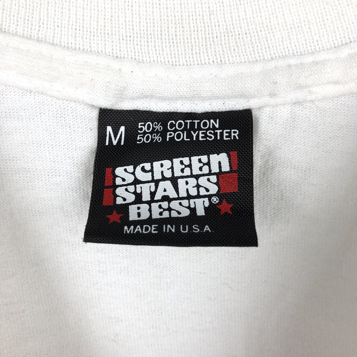 80s-90'S Screen Stars message print T-shirt, made in USA, men's size M equivalent, vintage. cotton white type Vintage Second Hand
