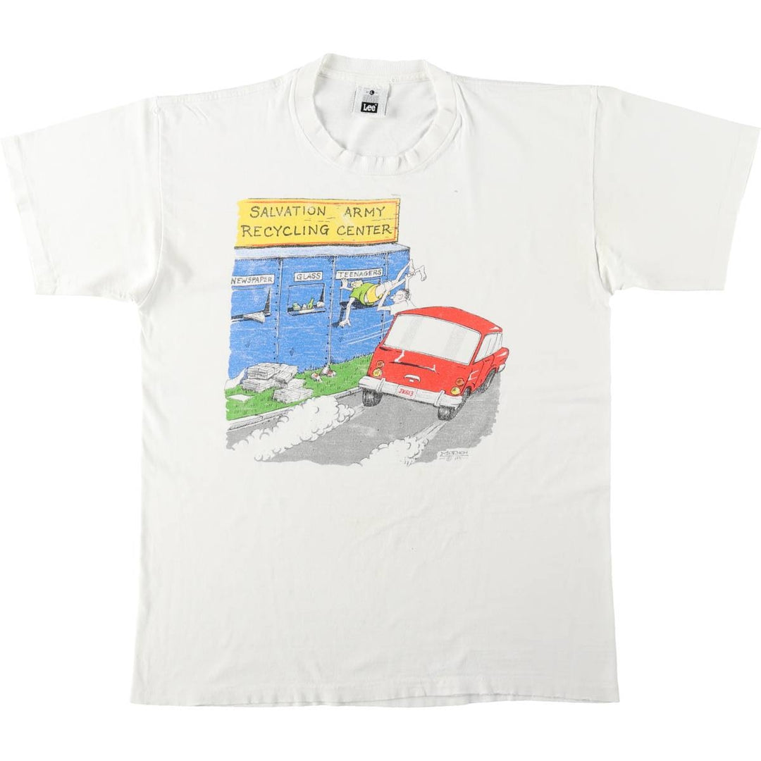 90'S Lee printed T-shirt, made in USA, men's size L, vintage cotton white type Vintage Second Hand