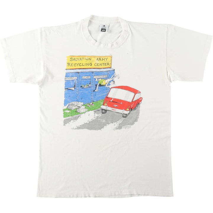 90'S Lee printed T-shirt, made in USA, men's size L, vintage cotton white type Vintage Second Hand