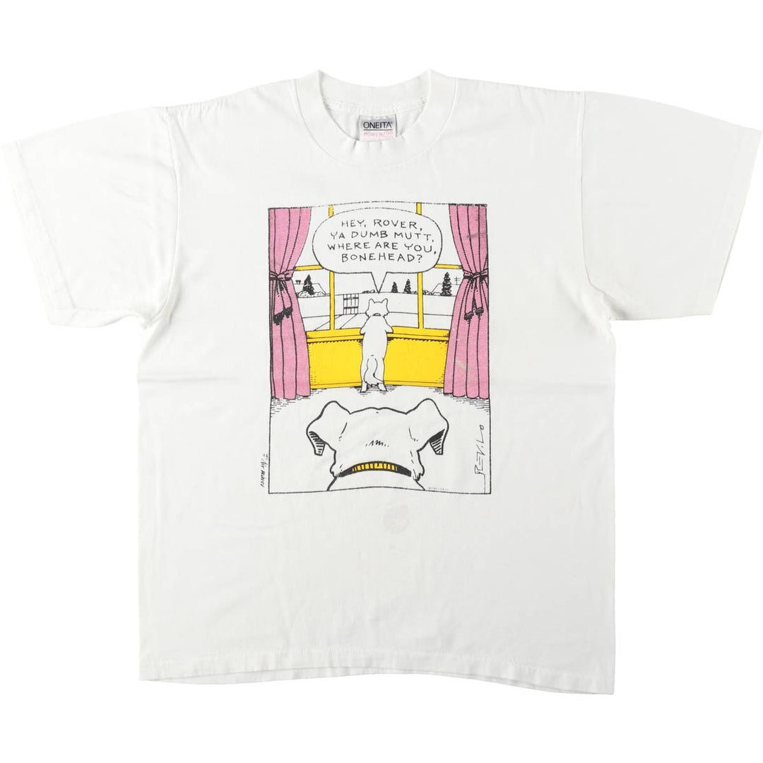 90'S ONEITA POWER 50plus Print T-Shirt, Men's Size L (Equivalent), Vintage cotton white type Vintage Second Hand