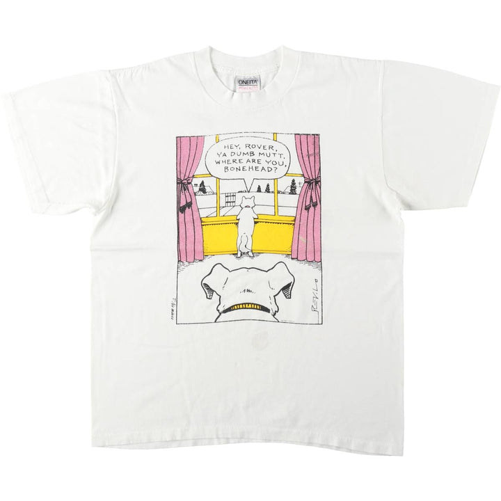 90'S ONEITA POWER 50plus Print T-Shirt, Men's Size L (Equivalent), Vintage cotton white type Vintage Second Hand
