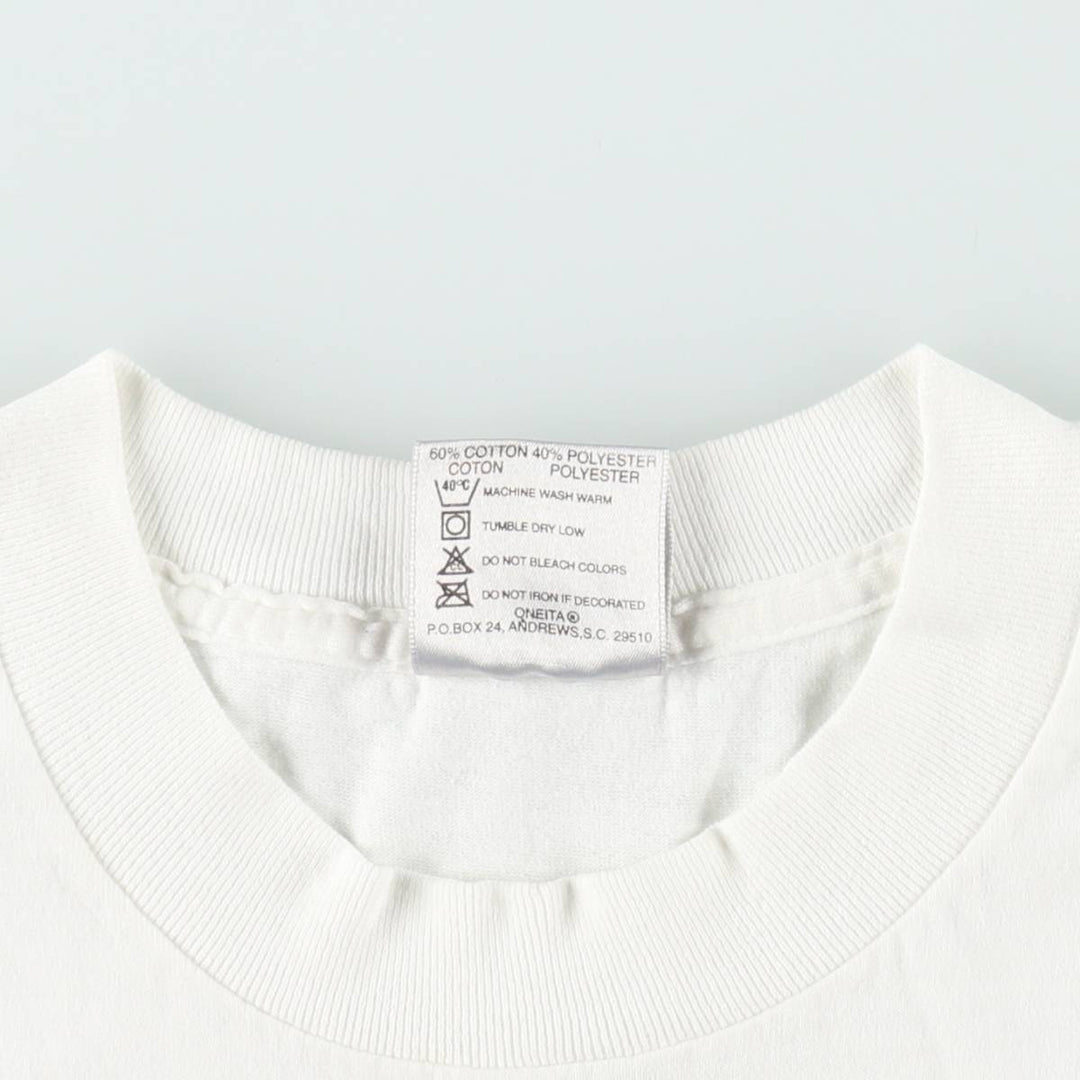 90'S ONEITA POWER 50plus Print T-Shirt, Men's Size L (Equivalent), Vintage cotton white type Vintage Second Hand