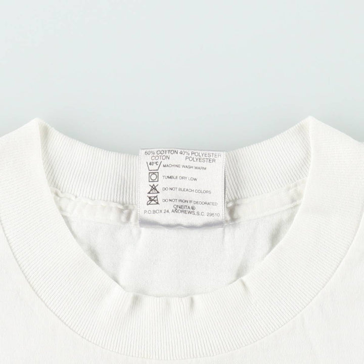 90'S ONEITA POWER 50plus Print T-Shirt, Men's Size L (Equivalent), Vintage cotton white type Vintage Second Hand