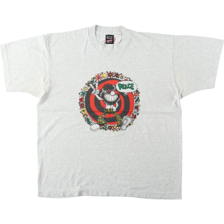 90'S Fruit of the Loom Best Print T-Shirt, Made in Canada, Men's XL, Vintage cotton gray type Vintage Second Hand