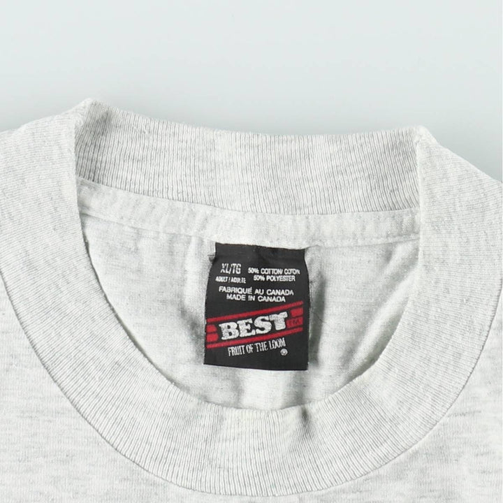 90'S Fruit of the Loom Best Print T-Shirt, Made in Canada, Men's XL, Vintage cotton gray type Vintage Second Hand