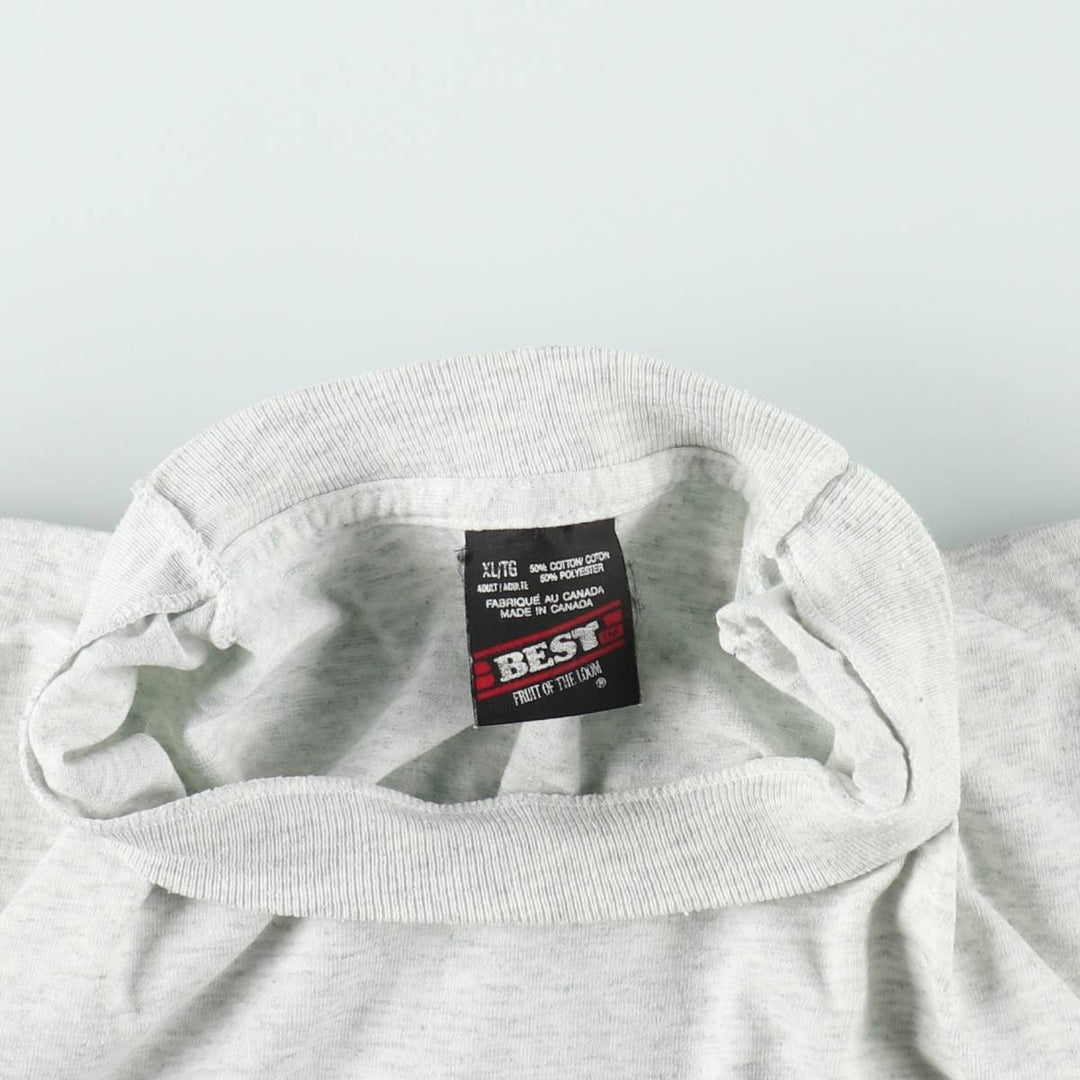 90'S Fruit of the Loom Best Print T-Shirt, Made in Canada, Men's XL, Vintage cotton gray type Vintage Second Hand