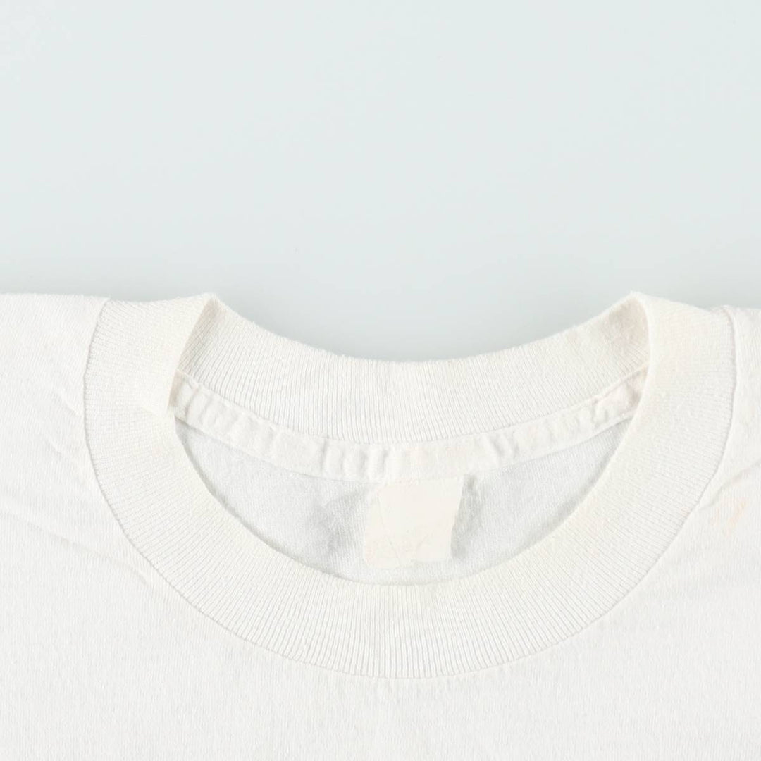 80'S printed T-shirt, men's size M equivalent, vintage. unclear white type Vintage Second Hand