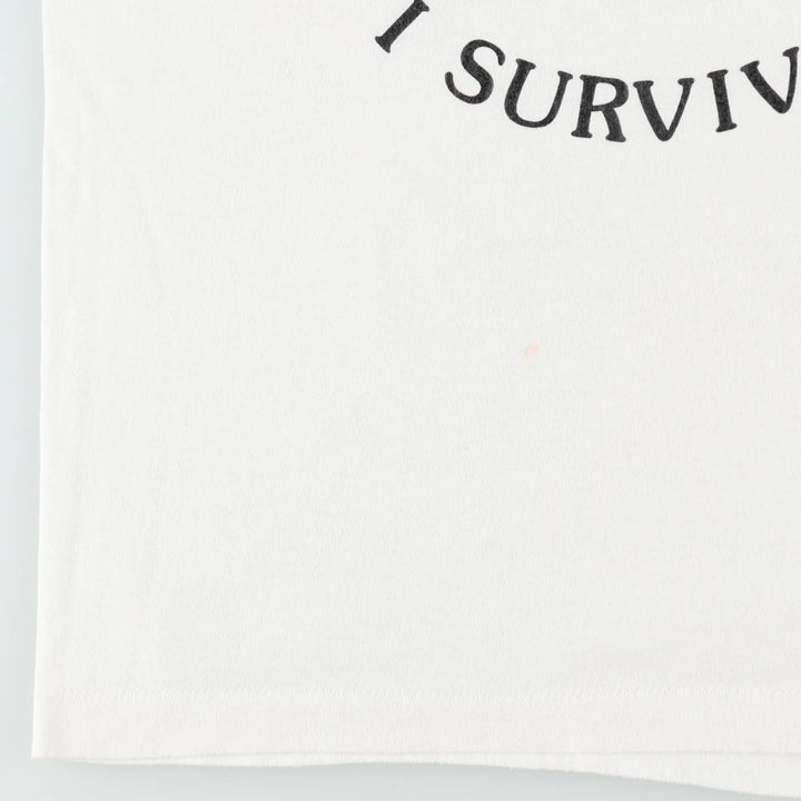 80'S printed T-shirt, men's size M equivalent, vintage. unclear white type Vintage Second Hand