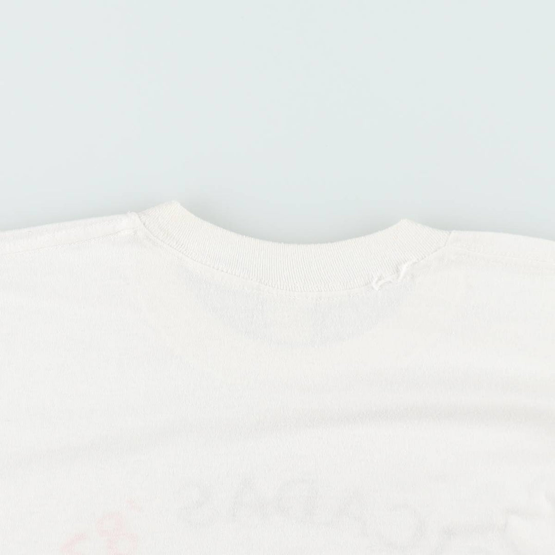 80'S printed T-shirt, men's size M equivalent, vintage. unclear white type Vintage Second Hand