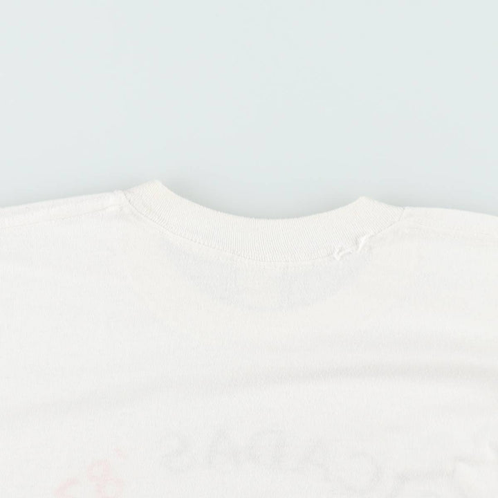 80'S printed T-shirt, men's size M equivalent, vintage. unclear white type Vintage Second Hand