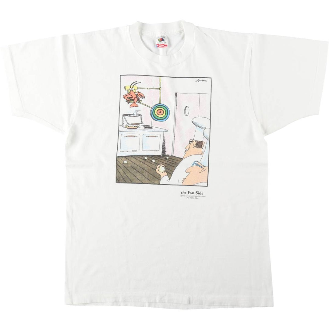 80'S Fruit of the Loom THE FAR SIDE Art T-shirt, Made in USA, Men's Size L (approx.), Vintage cotton white type Vintage Second Hand