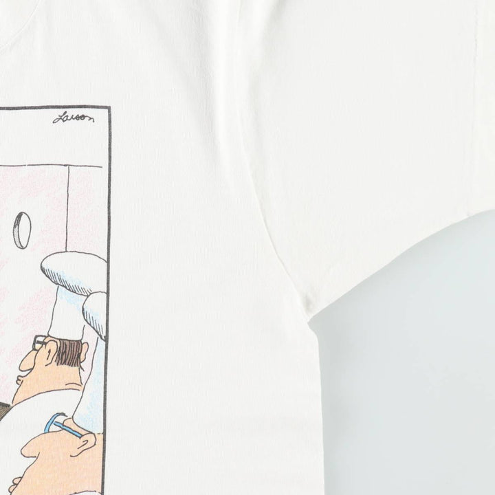 80'S Fruit of the Loom THE FAR SIDE Art T-shirt, Made in USA, Men's Size L (approx.), Vintage cotton white type Vintage Second Hand
