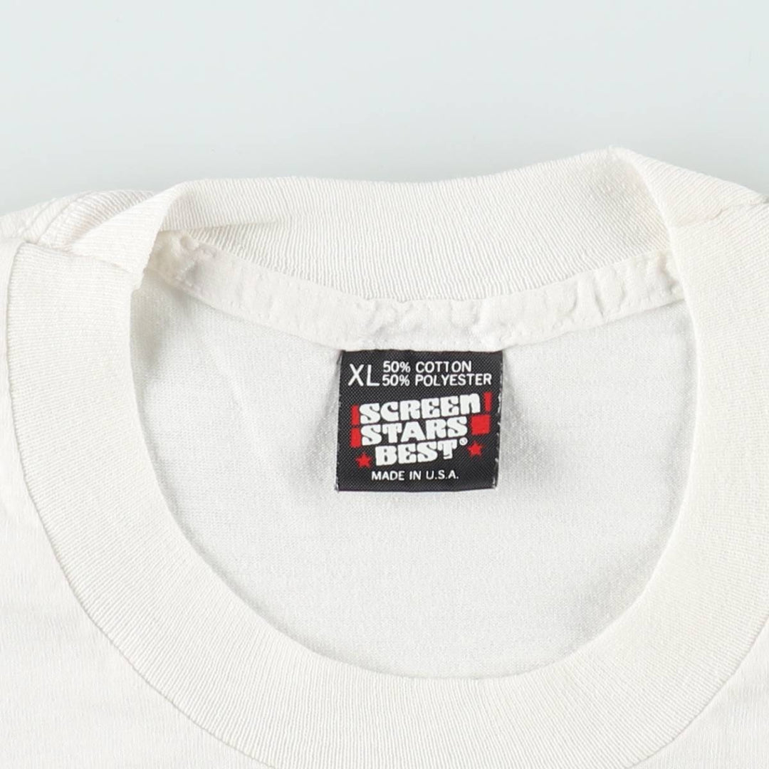 80's SCREEN STARS BEST Printed T-shirt Made in USA Men's XL Vintage cotton white type Vintage Second Hand