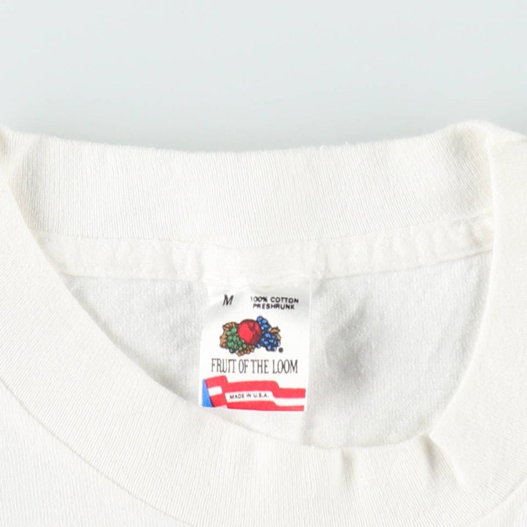 90'S Fruit of the Loom printed T-shirt, made in the USA, men's size M, vintage cotton white type Vintage Second Hand