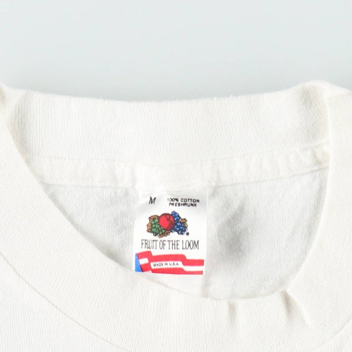 90'S Fruit of the Loom printed T-shirt, made in the USA, men's size M, vintage cotton white type Vintage Second Hand