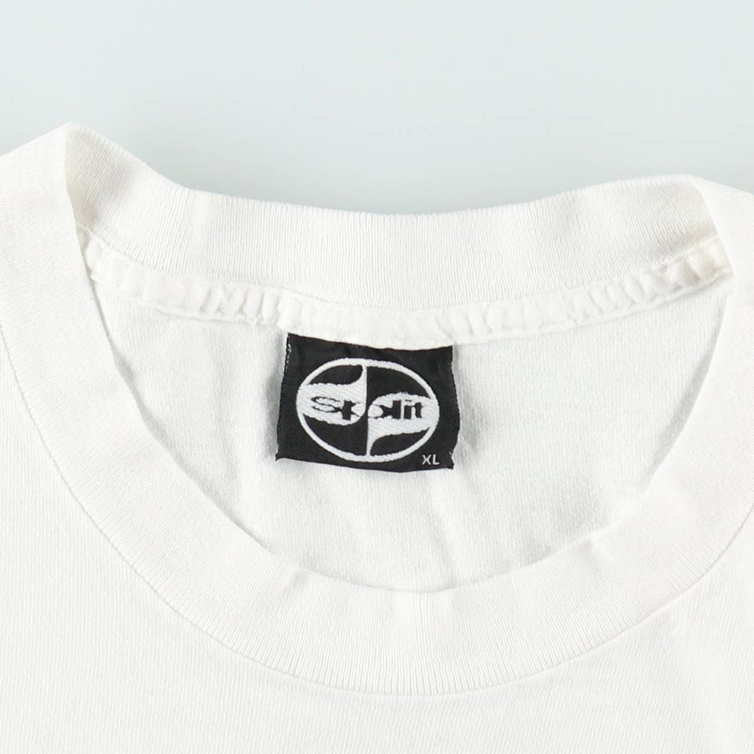 ~90'S Split Print T-Shirt, Men's XL equivalent, Vintage cotton white type Vintage Second Hand