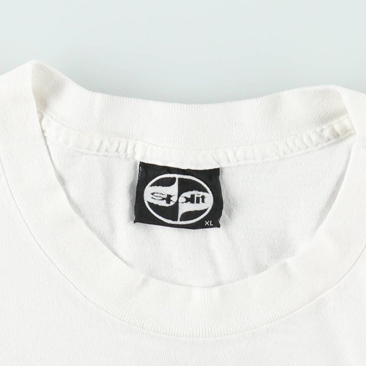 ~90'S Split Print T-Shirt, Men's XL equivalent, Vintage cotton white type Vintage Second Hand