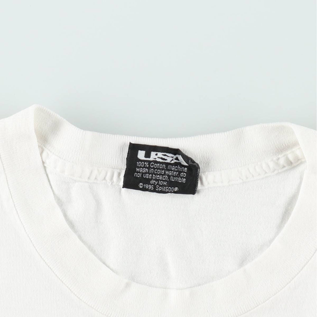 ~90'S Split Print T-Shirt, Men's XL equivalent, Vintage cotton white type Vintage Second Hand