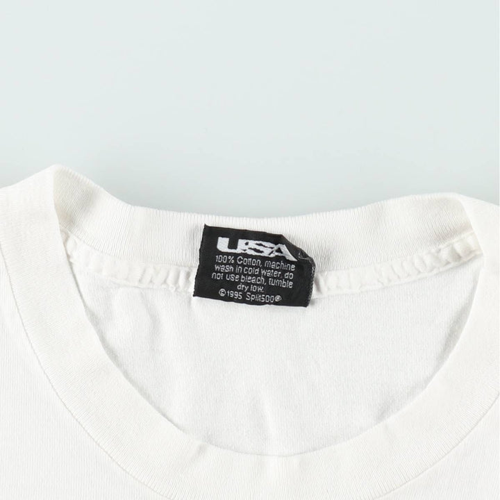 ~90'S Split Print T-Shirt, Men's XL equivalent, Vintage cotton white type Vintage Second Hand