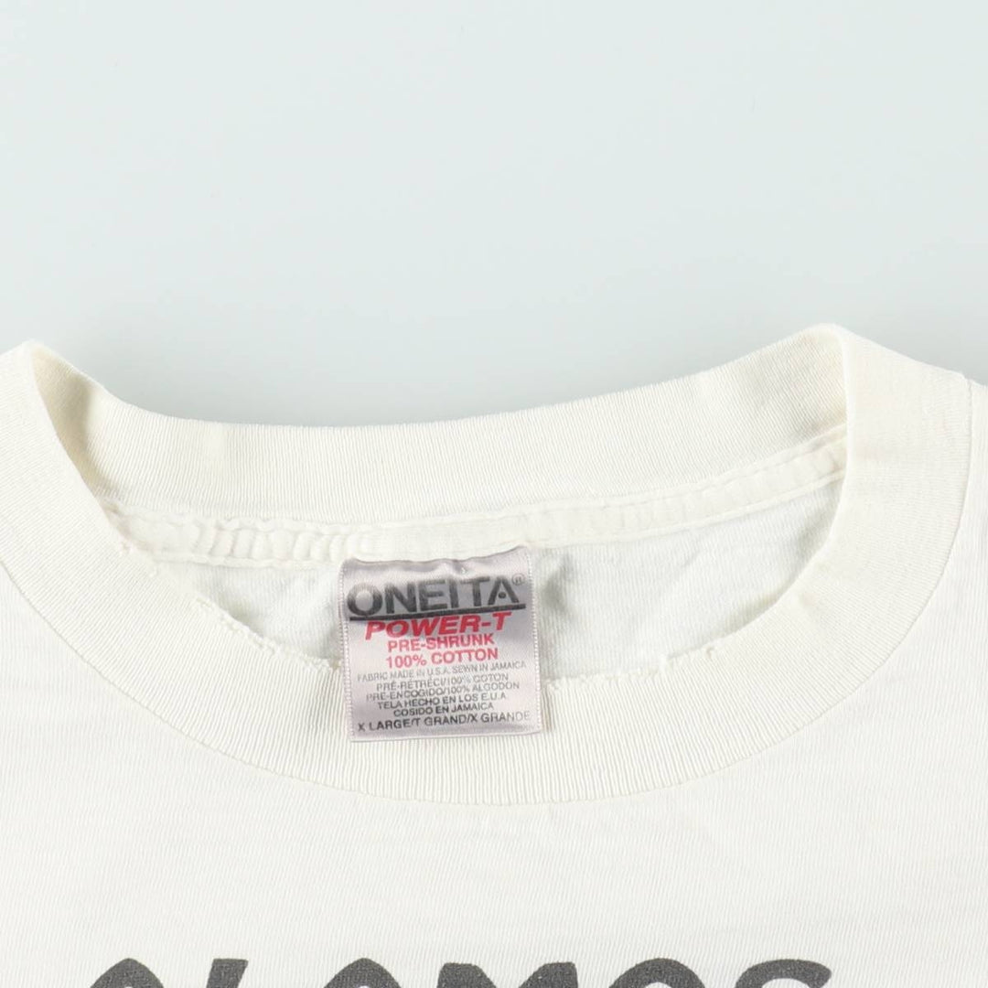 90'S ONEITA POWER-T Printed T-shirt Made in USA Men's XL Vintage cotton white type Vintage Second Hand