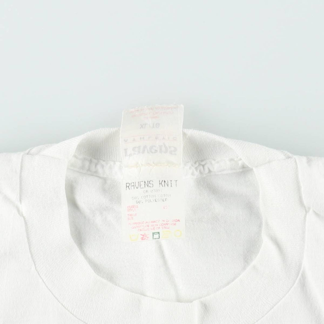 ~90'S Ravens Print T-Shirt, Made in Canada, Men's XL equivalent, Vintage cotton white type Vintage Second Hand