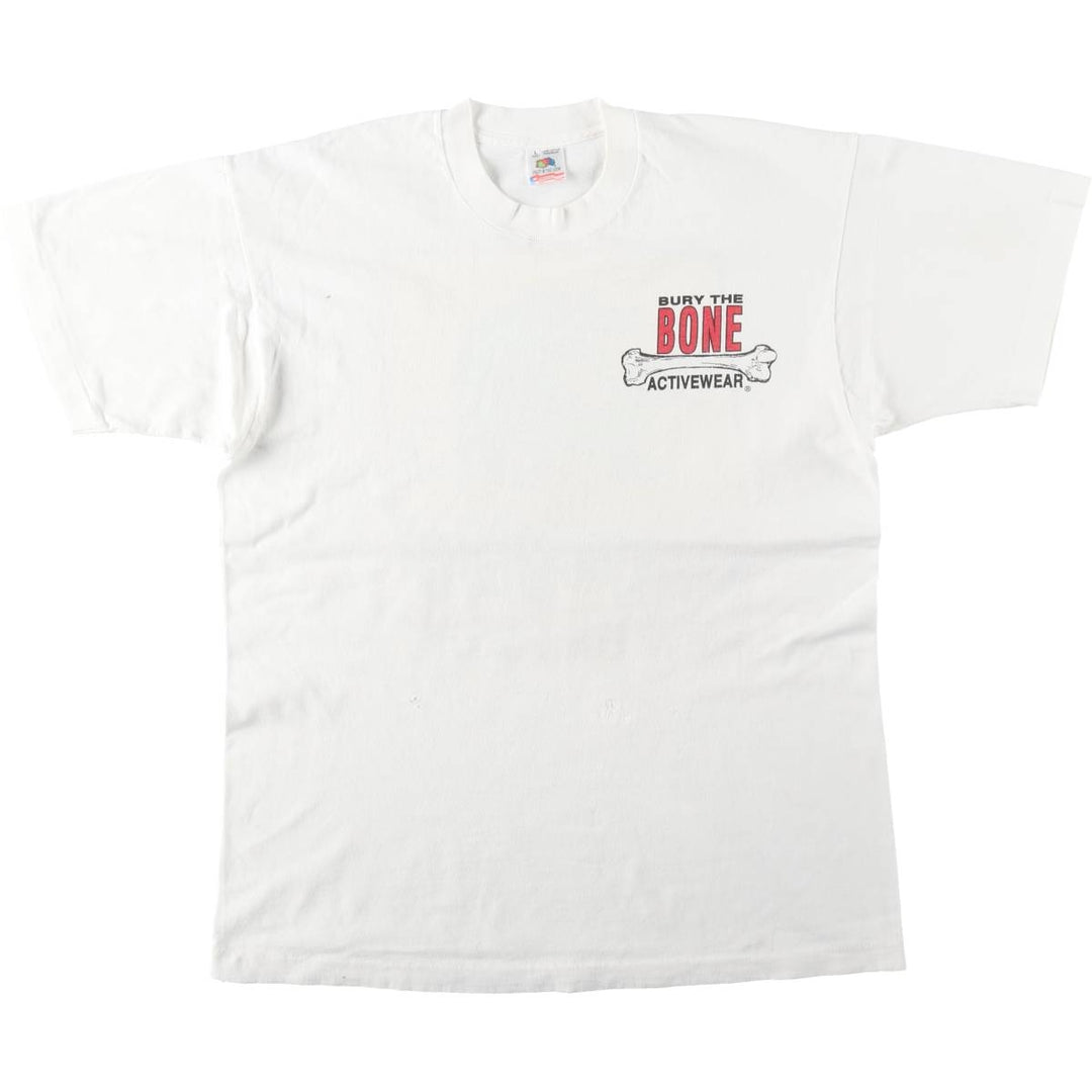 90'S Fruit of the Loom printed T-shirt, made in the USA, men's size L, vintage cotton white type Vintage Second Hand