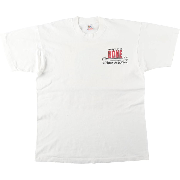 90'S Fruit of the Loom printed T-shirt, made in the USA, men's size L, vintage cotton white type Vintage Second Hand