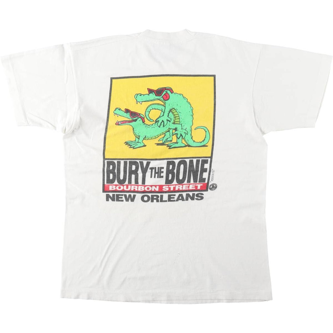 90'S Fruit of the Loom printed T-shirt, made in the USA, men's size L, vintage cotton white type Vintage Second Hand