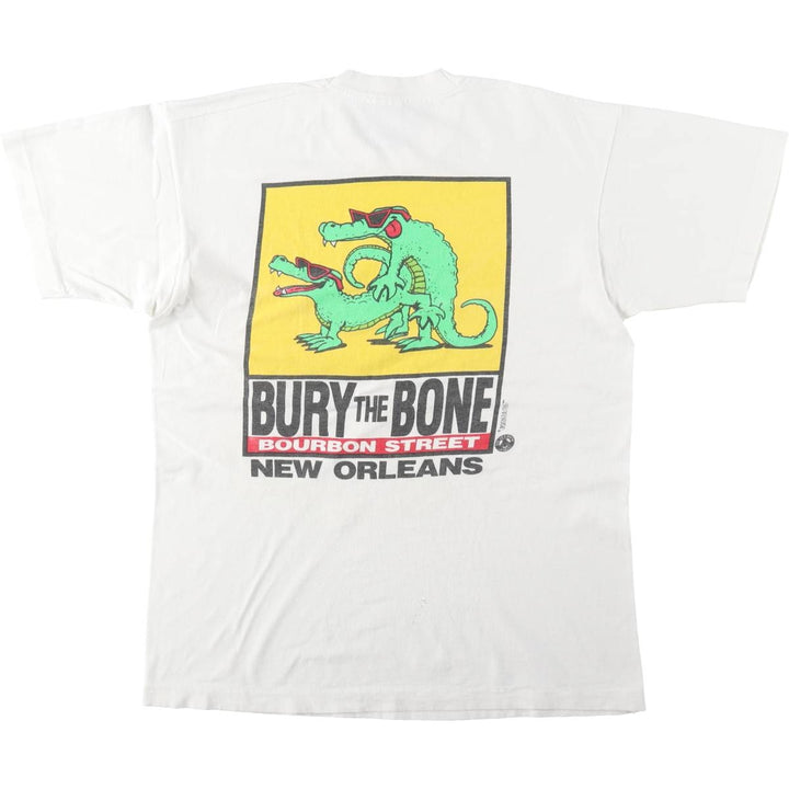 90'S Fruit of the Loom printed T-shirt, made in the USA, men's size L, vintage cotton white type Vintage Second Hand