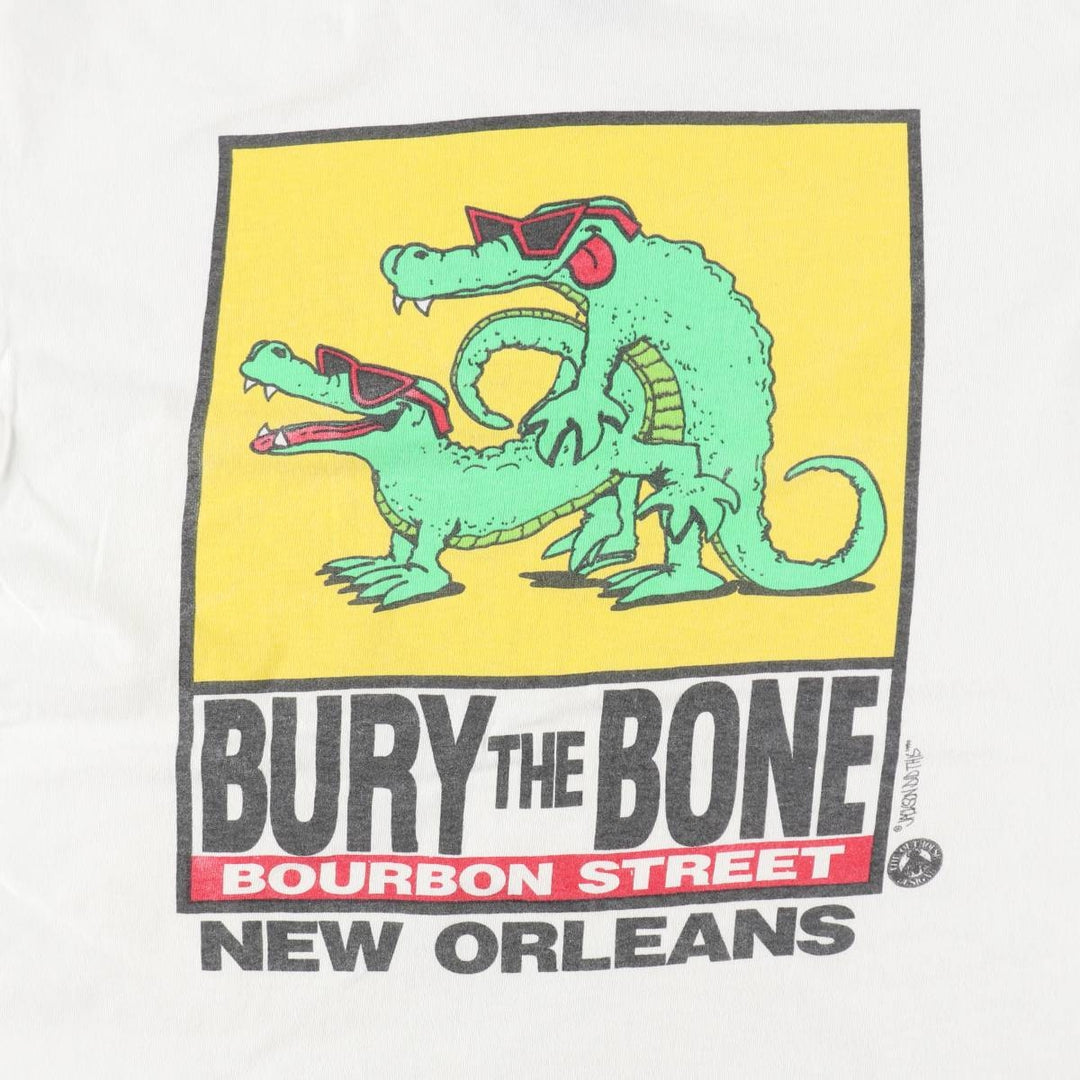 90'S Fruit of the Loom printed T-shirt, made in the USA, men's size L, vintage cotton white type Vintage Second Hand