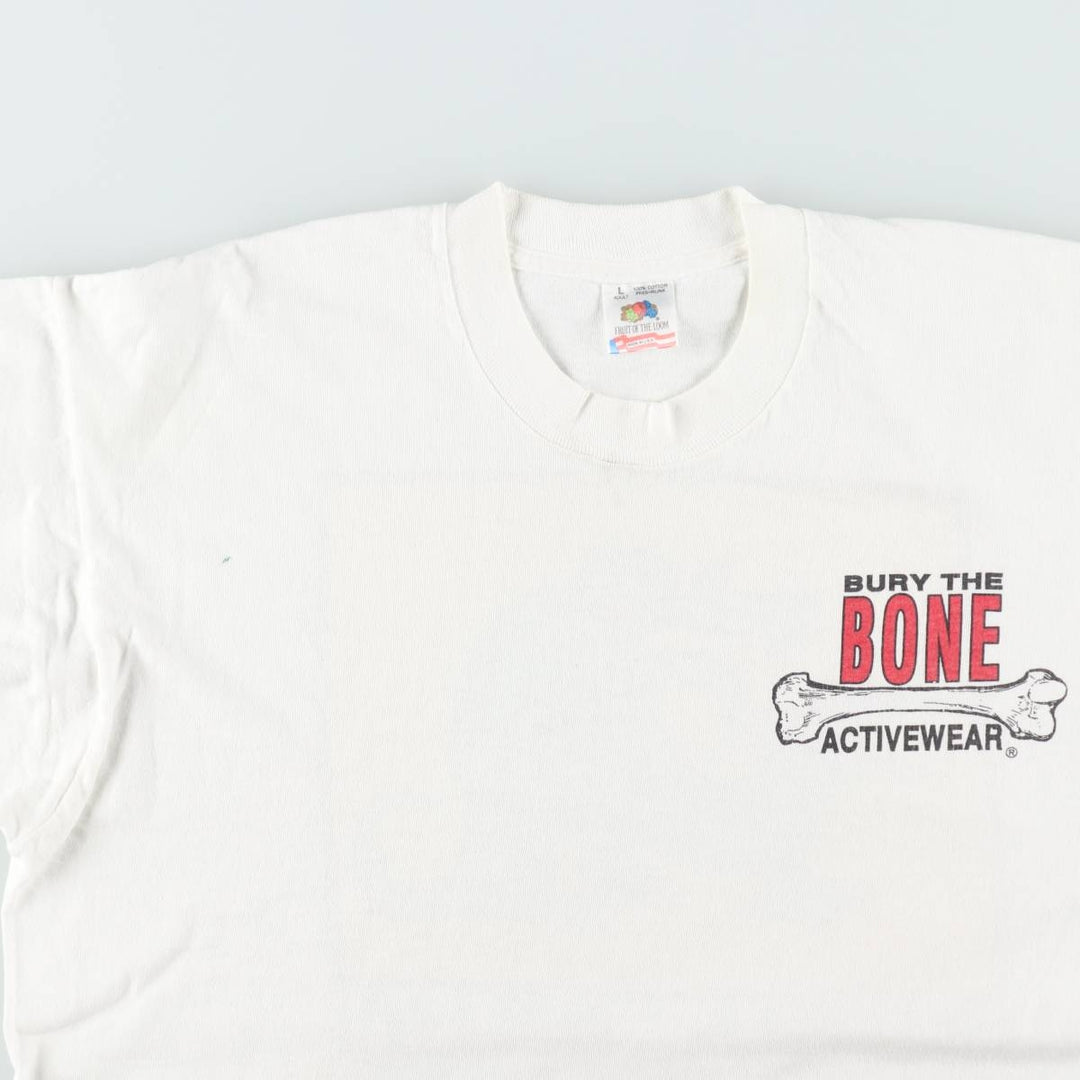 90'S Fruit of the Loom printed T-shirt, made in the USA, men's size L, vintage cotton white type Vintage Second Hand