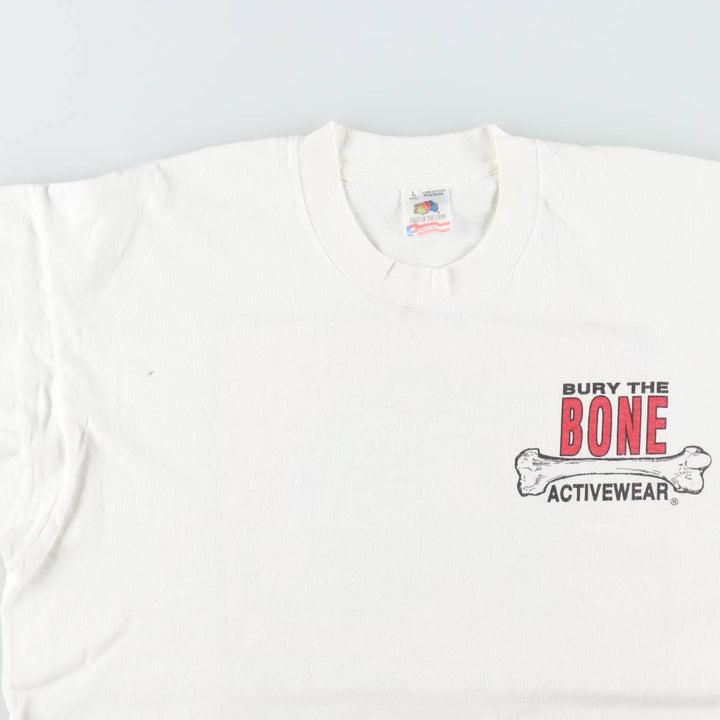 90'S Fruit of the Loom printed T-shirt, made in the USA, men's size L, vintage cotton white type Vintage Second Hand