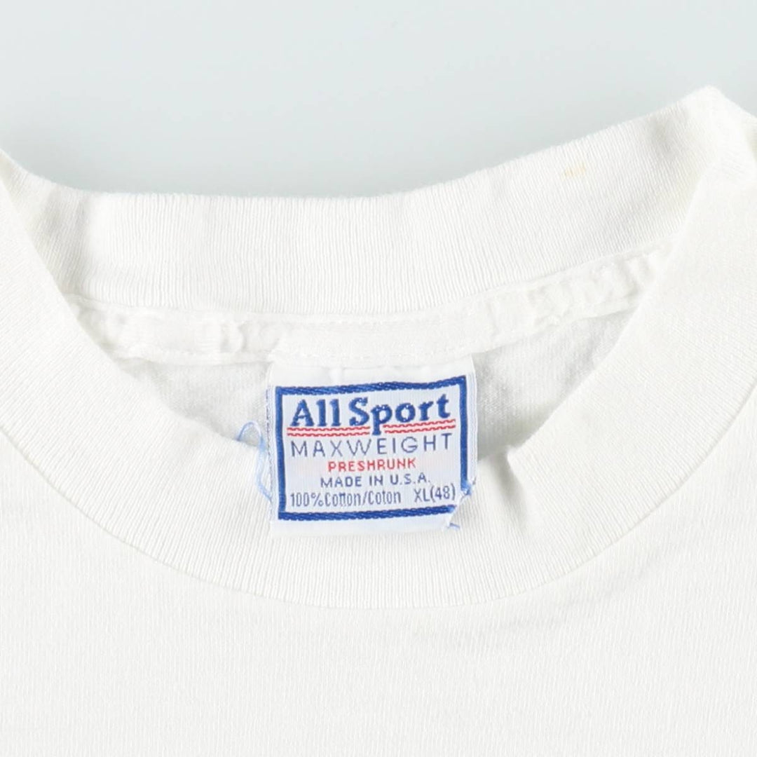 90'S All Sport Print T-shirt Made in USA Men's XL Vintage cotton white type Vintage Second Hand