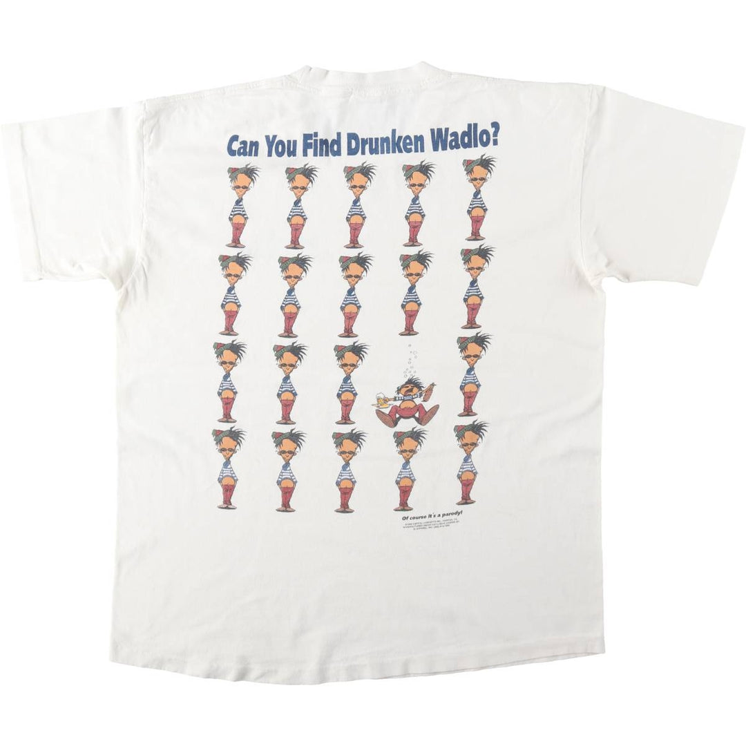 90'S Anvil parody print T-shirt, Made in USA, Men's XL equivalent, Vintage cotton white type Vintage Second Hand