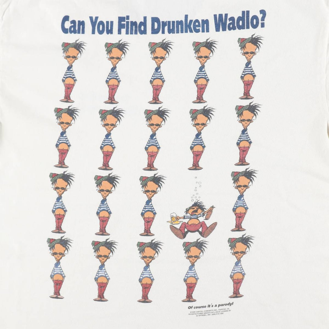 90'S Anvil parody print T-shirt, Made in USA, Men's XL equivalent, Vintage cotton white type Vintage Second Hand