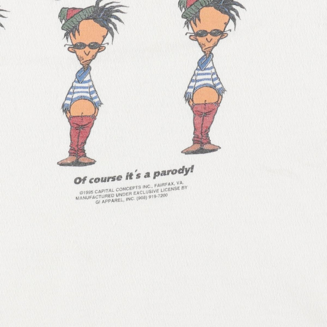 90'S Anvil parody print T-shirt, Made in USA, Men's XL equivalent, Vintage cotton white type Vintage Second Hand