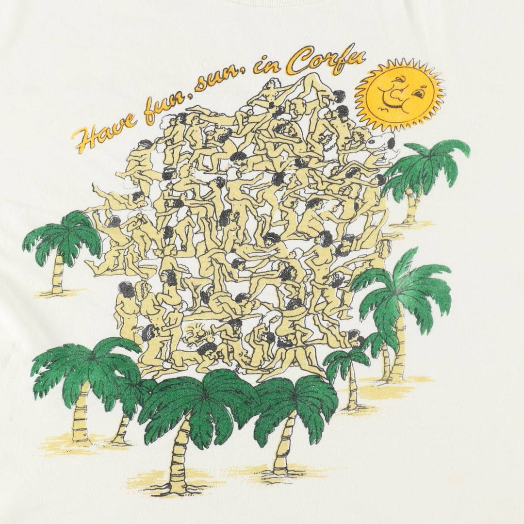 ~90'S Erotic Print T-Shirt, Men's Size L (Equivalent), Vintage unclear white type Vintage Second Hand