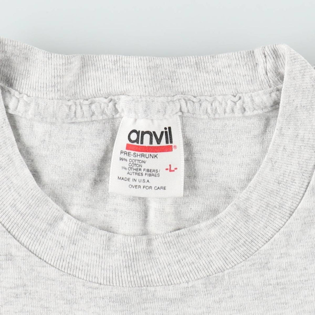 90'S Anvil fish print t-shirt, made in USA, men's size L equivalent, vintage. cotton gray type Vintage Second Hand